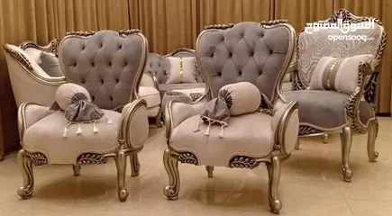  10 طقم كنب دمياطي  خشب زان قماش سليفا تحريف يدوي اعلى جودة من المصنع لبيتك