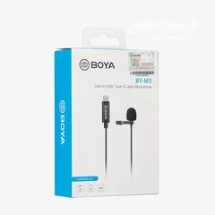  1 ميكرفون (مايك) تايب سي BOYA by-M3 Clip-on Omnidirectional Lavalier Mic. for USB-C Android Devices