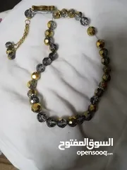  7 مسبحه من كريستال طبيعي مطعم بماء ذهب تخفيض سعر بمناسبه شهر رمضان