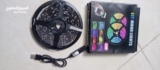  7 حبل ليد اضائه usb كل الالوان تحكم ريموت و تطبيق على الموبايل RGB LIGHT ضوء زينه ديكور مناسبات اناره