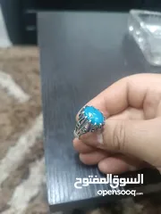  3 خاتم فيروز سيناوي فضة ايراني 925 ومجموعة من أحجار الفيروز السيناوي