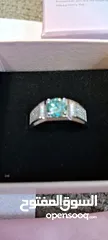  2 Unisex ring blue moissanite diamond, 925 pure sterling silver size 5.75 (certificate included)