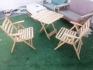  3 كراسي حديقة مع طاولة