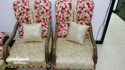  6 Hard wood sofa set 7 seated with central and side tables