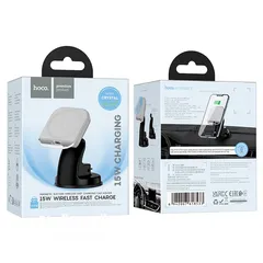  1 Hoco HW18 Car Holder with wireless charger 15w شاحن سيارة لاسلكي من شركة هوكو بقوة 15 واط