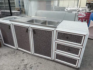  1 مطبخ المنيوم ارضي قياس 225 مع مجلا عينتين مجلى المنيوم ارضي مطبخ ارضي