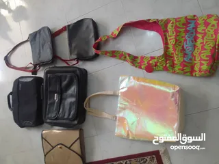  9 حقائب منوعة..حقيبتين يد جلد طليعي..محفظة جلد طبيعي..محفظ سغر شامواة كحلي..شنط يد كبيرة ..شنط لابتوب