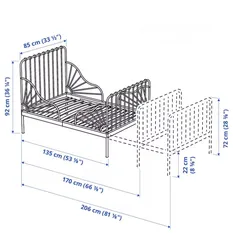  1 سرير قابل للتمديد من ikea + غرفة ماستر خشب تركي