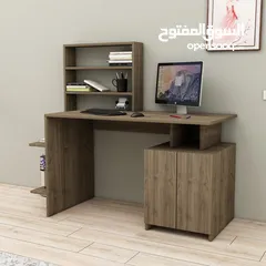  3 مكتب مع خزانة ورفوف بتصميم مميز مع إمكانية تغيير اللون والاتجاه