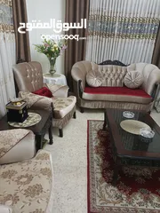  1 طقم كنب زان بالكامل داخلي خارجي قماش جاكار امريكي طقم استيراد كامل متحرك وجهين خمري و جاكار