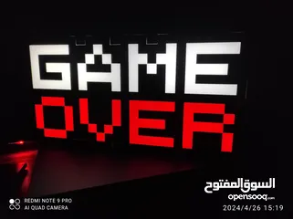  2 إكسسوار سيت أب Game over مضيء نظيف للبيع