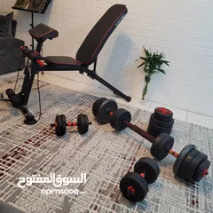  3 جهاز Gym رياضي متكامل لجميع التمارين مع بارين ودنابل و  67.5 كيلو اوزان