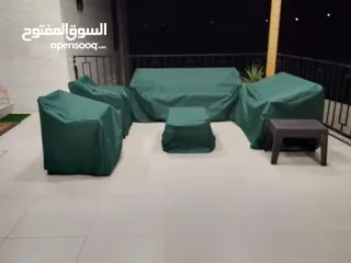  1 تفصيل اغطية و كفرات لاطقم الرتان والمراجيح الايطالي و عش البلبل والاثاث الخارجي من الشتاء والمطر