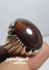  4 ( خاتم فضه ملكي عمل يدوي ) ( مفتول ) عيار 925   ((مرصعه بل العقيق اليمني الاحمر و المشجر و غير ))