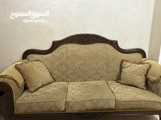  11 ‏طقم كنب خشب زان سبع مقاعد