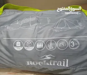  6 خيمة رحلات ROCKTRAIL Germany 1/3/4 Person Tent Grey Family Camping Festival  Dome أخضر او ازرق