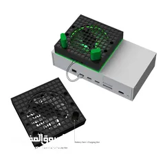  2 مروحة تبريد متوافقة مع Xbox Series X/S مع شاشة LED، نظام مروحة تبريد سريع قابل للتعديل، مروحة علوية