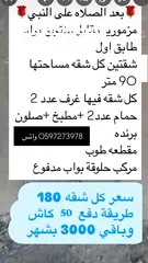  1 شقتين مزموريا مقابل منتجع مراد طابق اول شقتين كل شقه مساحتها 90 متر طريقه الدفع مريحه جدا