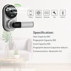  8 قفل ذكي Smart Lock نوع ZKTeco ML300 بصمة _  رقم سري _ بلوتوث