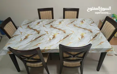 1 Wooden Dining Table with 6 Chairs