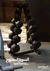  7 دامبلز ثابت الشكل السداسي متوفر بجميع الاوزان حديد مغطى ربر مميز وفخم يوجد خدمة توصيل