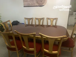  3 طاوله سفره 8 كراسي خشب زان بحاله وكاله بسعر 100