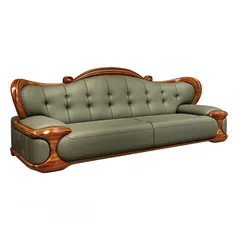  2 chair Rosewood ebony leather sofa set
