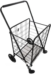  9 Style Fold-able Collapsible Grocery Shopping Trolley (Black,80kg Max Load)