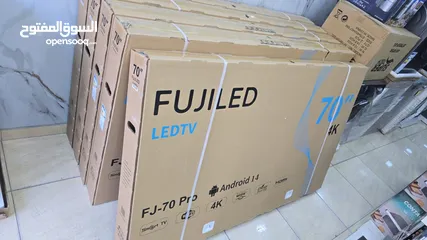  4 شاشه 70 انش فوجي 4k smart اندرويد 14 مع قاعده جداريه تتوفر لدينا خدمه التوصيل باقل سعر بالمملكه