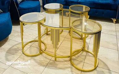  3 طرابيزات حديد باسعار مميزه لون ذهبي و فضي كل موديل الو سعر مختلف