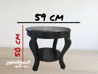  4 طاولتين خشب مع زجاج لون بني مستعمل 50×59