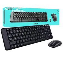  1 لوحة مفاتيح logitech  وماوس لاسلكي MK220