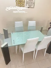 1 Dining table glass with 6 Chairs Ajman