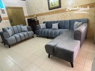  2 طقم كورنر مودرن خشب لاتيه وقراط قماش مخمل وتر برو