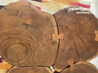  4 Unique Wooden Table - Crafted from Real Tree Trunks!  طاولة خشبية فريدة - مصنوعة من جذوع الأشجار