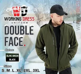  1 جاكيت شتوي سميك بخامة فليس أصلية، دافئ وأنيق، وتقدر تلبسه على الجهتين لتبديل إطلالتك فورًا