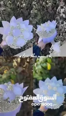  5 باقة مناسبات (عرس او خطبة او لكل محبي ورد الفاوانيا الأبيض الفخم)