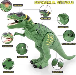  8 PESUMA – Robot dinosaure T rex, jouets pour enfants ,marche avec lumière LED, Projection rugissante