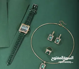  5 Elegant Vintage Square Green Faux Leather Watch