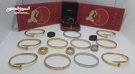  3 اكسسوارات اوروبيه فاخره أساور كارتير Cartier وخواتم جديد غير مستعمل ..