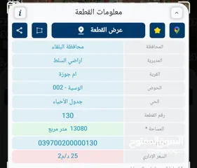  2 ارض للبيع / مزرعة مع اطلالة مميزة / منطقة قصور/منطقة الوسية -السلط / مساحة 13دونم/ من المالك  مباشرة