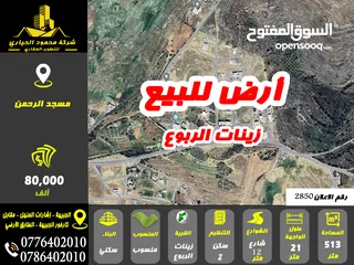  1 رقم الاعلان (2850) ارض سكنية للبيع في منطقة زينات الربوع