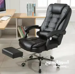  1 كرسي مكتب جلد لون اسود مميز وأنيق