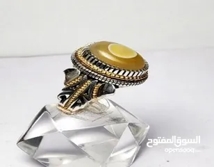  10 خاتم بحجر عقيق يماني فاخر منقوش اية