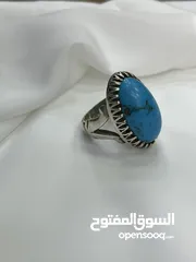  17 *خاتم فضة بحجر فيروز طبيعي نيشابوري – عيار 925، وزن 16.5 جرام*