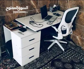  2 مكتب ابيض مع ادراج قابل للتمدد ha-32