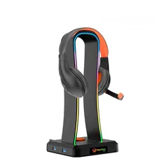  6 Meetion U002 RGB Stand For Gaming Headset حامل قاعدة سماعات مضاءة مع مداخل