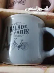  7 6فناجين قهوة ترند السنة فخمة أنيقة مرتبة ماركة BALADE PARIS بستة ألوان  ازرق اصفر برتقالي سكني اخضر