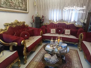  6 طقم كنب حفر خشب زان 9 مقاعد بحالة الوكالة للبيع