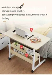  7 طاولة لابتوب بعجلات بارتفاع قابل لتعديل  القياس 40*80*90سم
